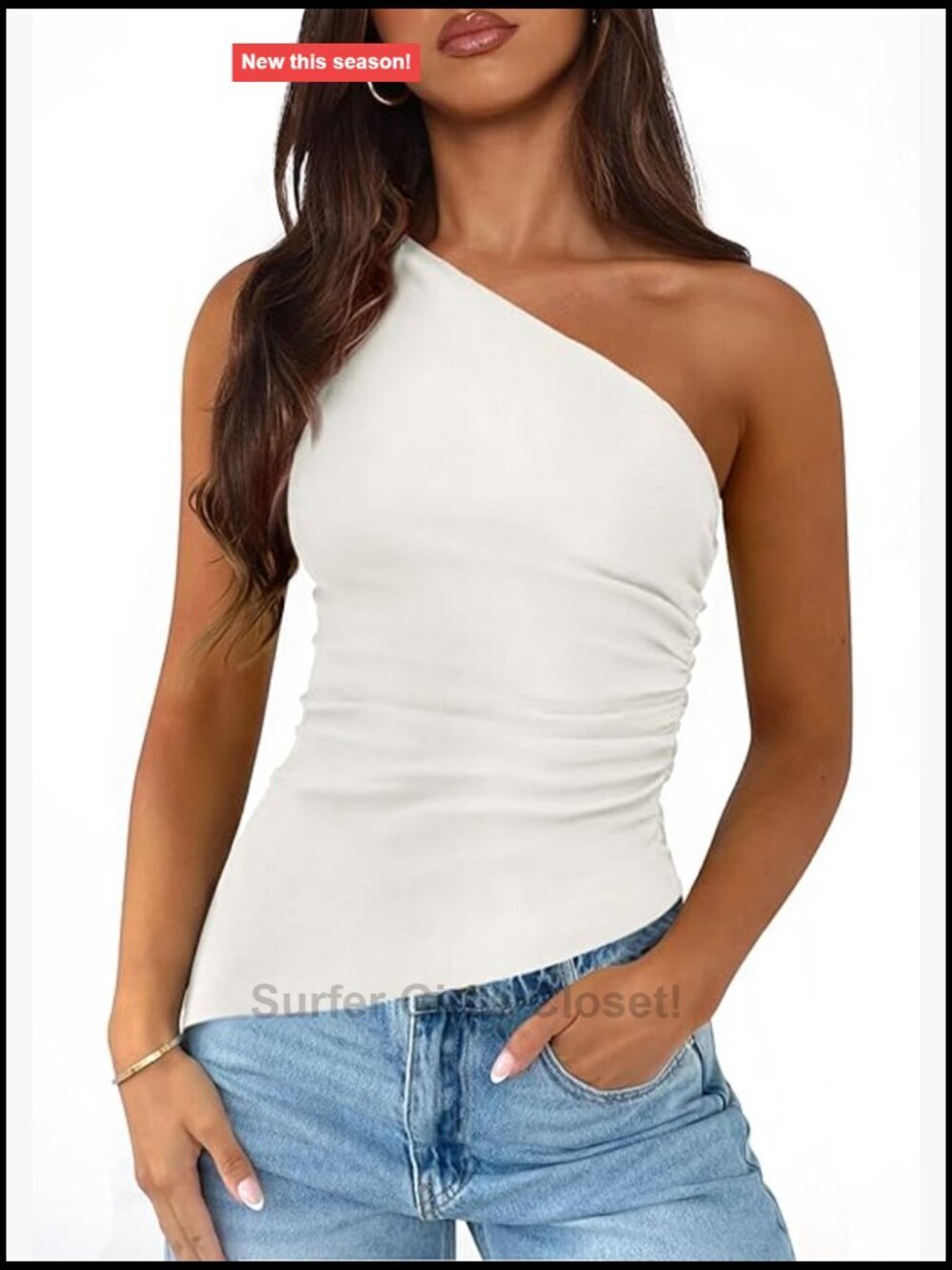 Asymmetrical Sleeveless Ruched Slim Fit Tank Top Y2K Going Out Top